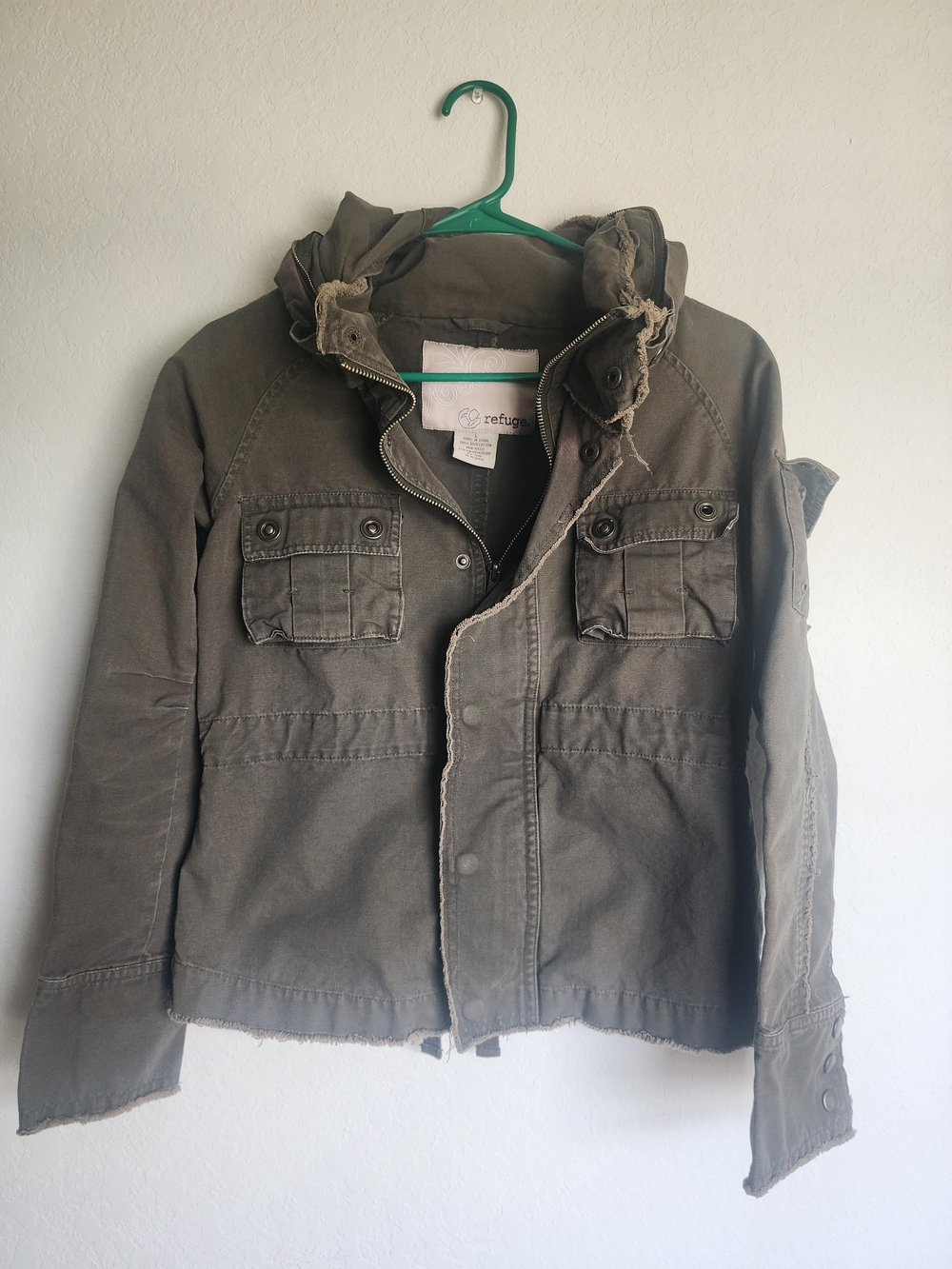 Refuge Olive Green Utility Hooded Jacket